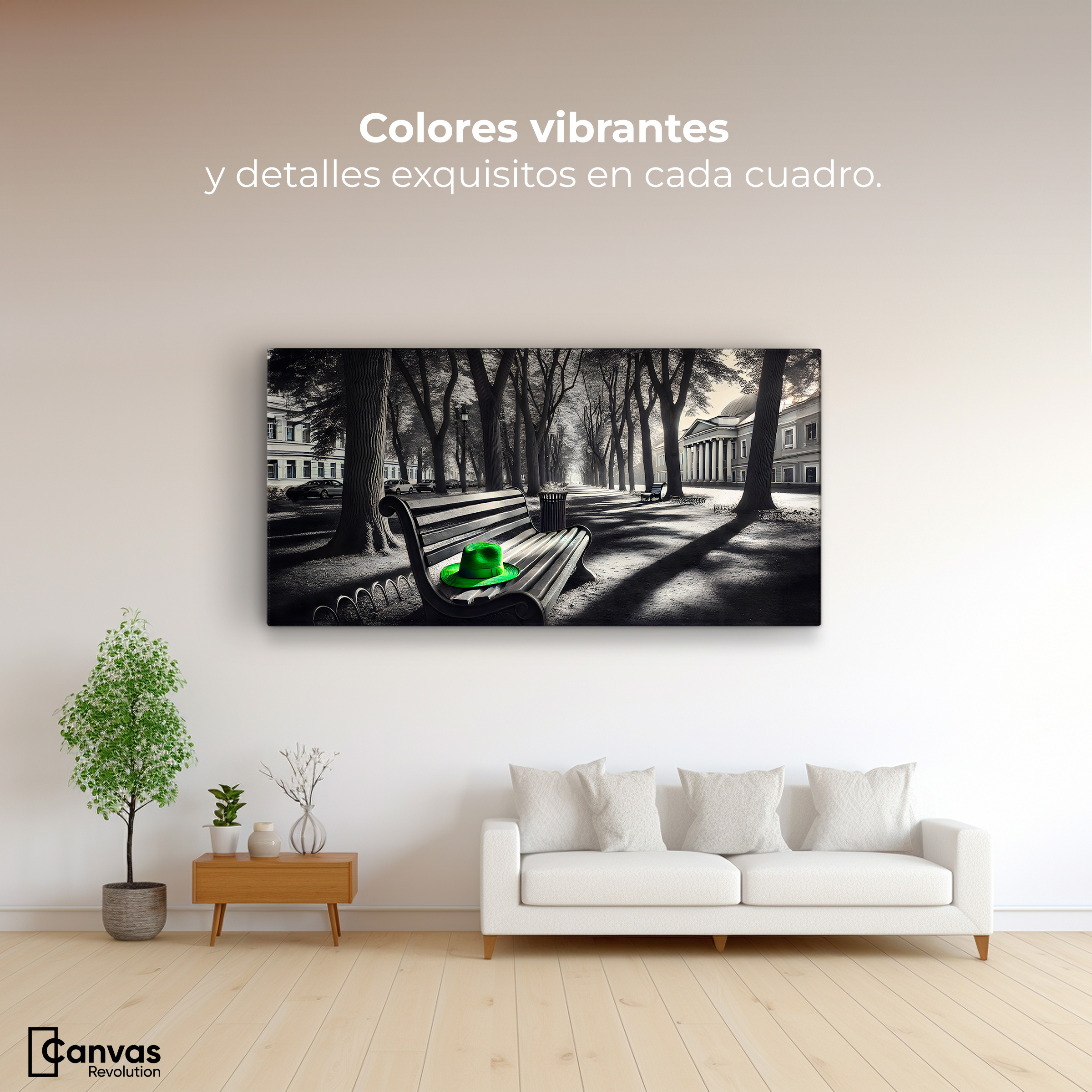 Foto 3 pulgar | Cuadro Blanco Y Negro Canvas Verde En Descanso 120x60