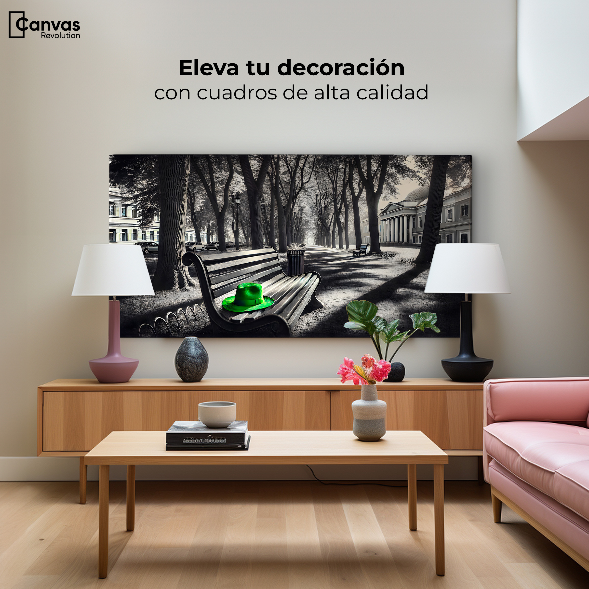 Foto 4 pulgar | Cuadro Blanco Y Negro Canvas Verde En Descanso 120x60