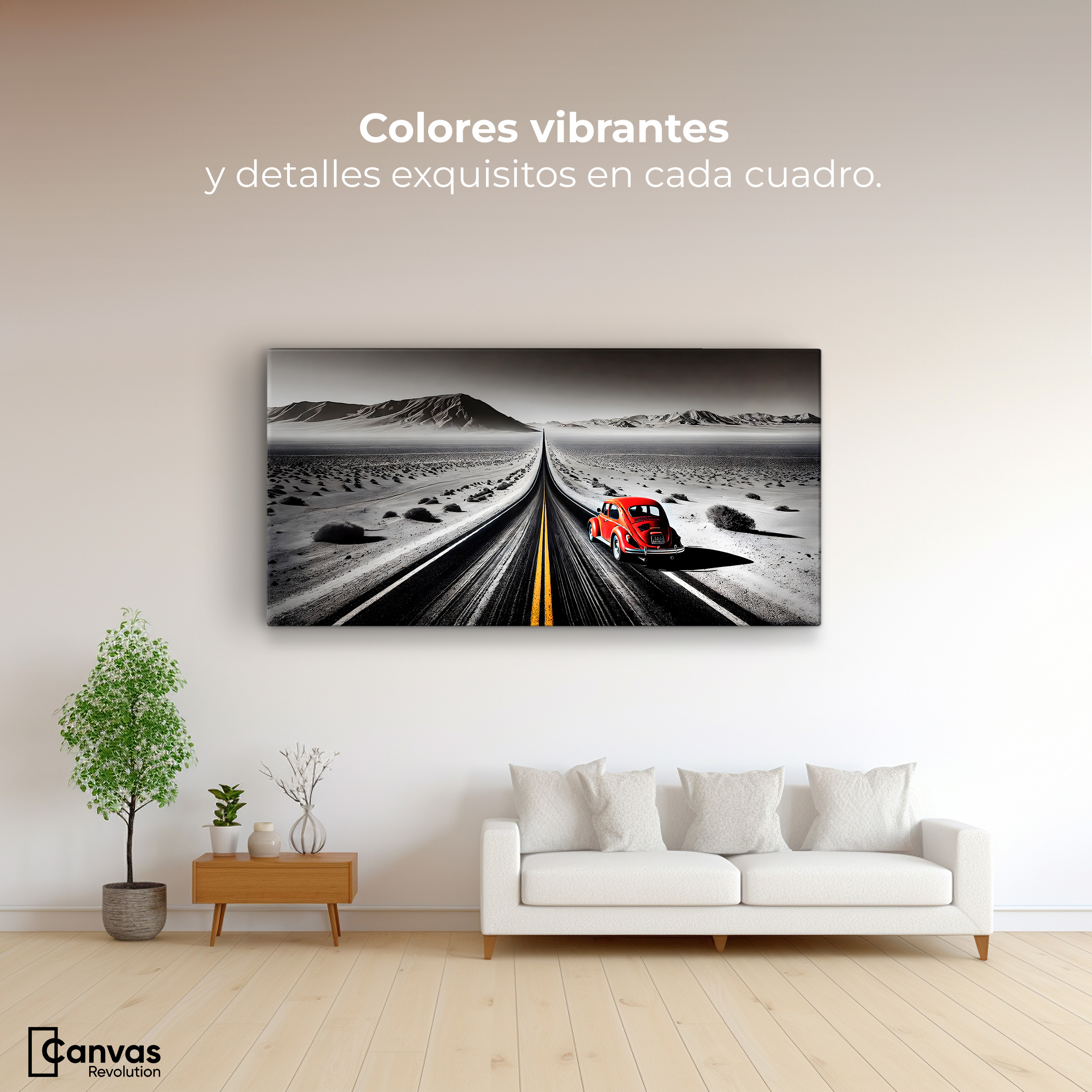 Foto 3 pulgar | Cuadro Blanco Y Negro Canvas Aventura Roja 120x60