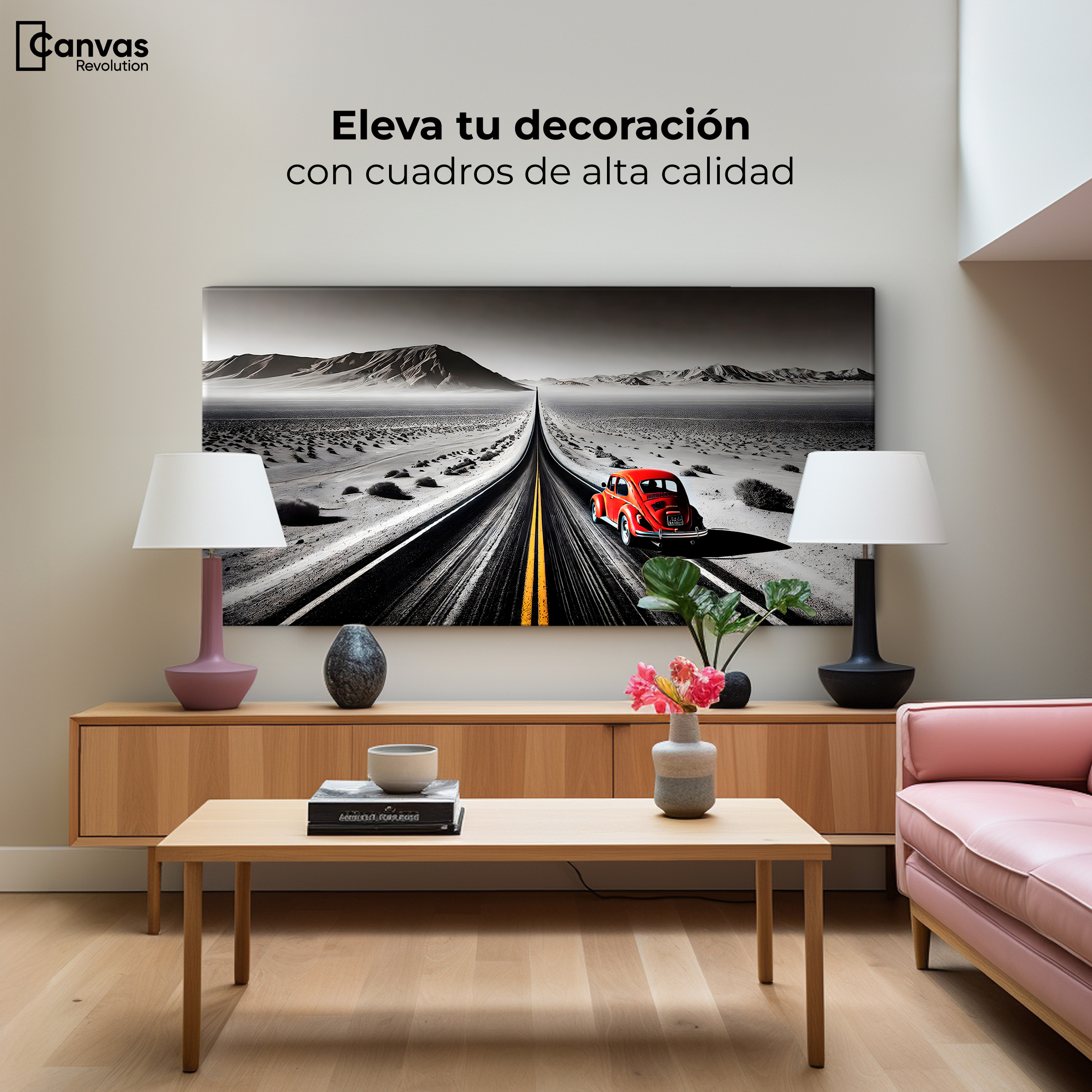 Foto 4 pulgar | Cuadro Blanco Y Negro Canvas Aventura Roja 120x60