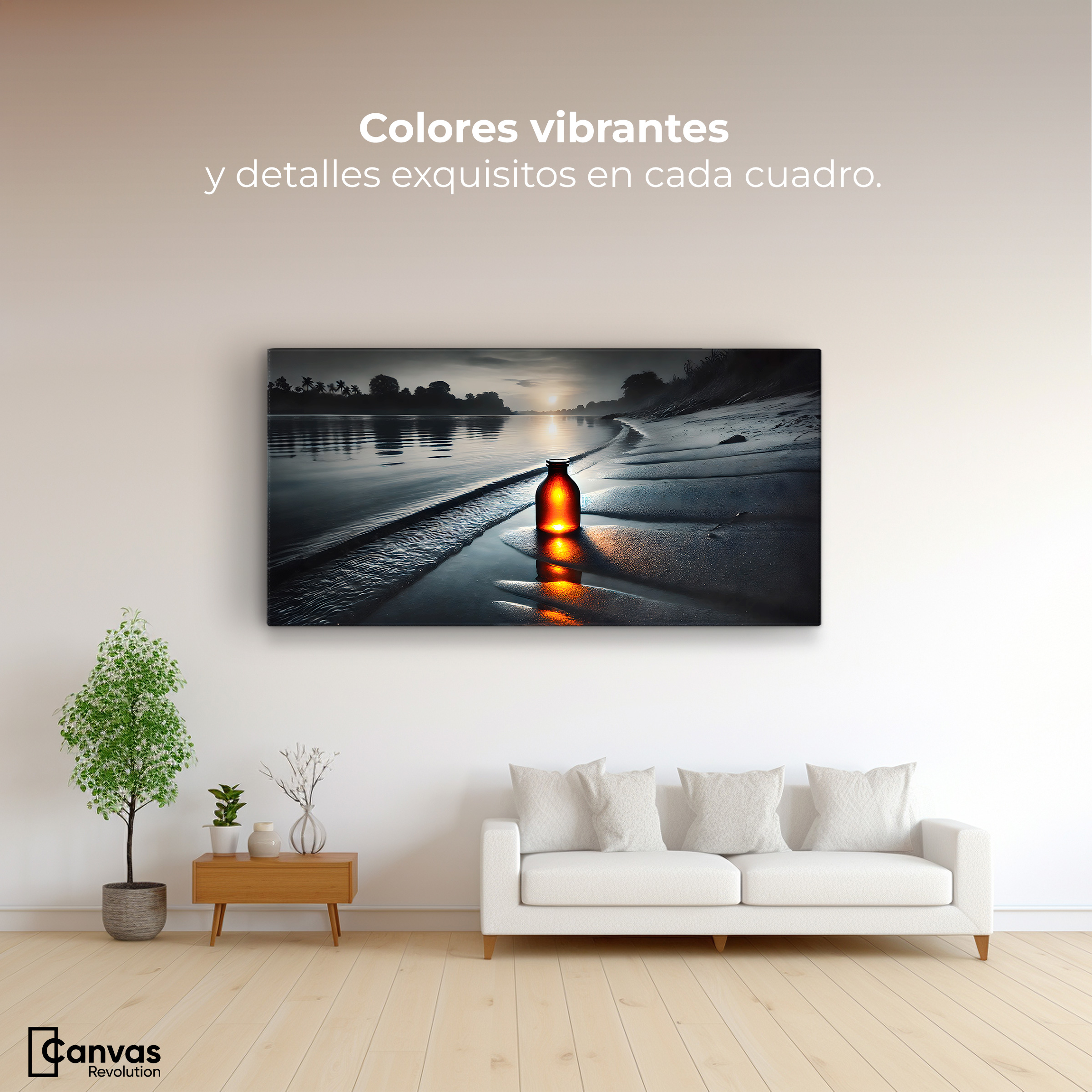 Foto 3 pulgar | Cuadro Blanco Y Negro Canvas Tesoro De Playa 120x60