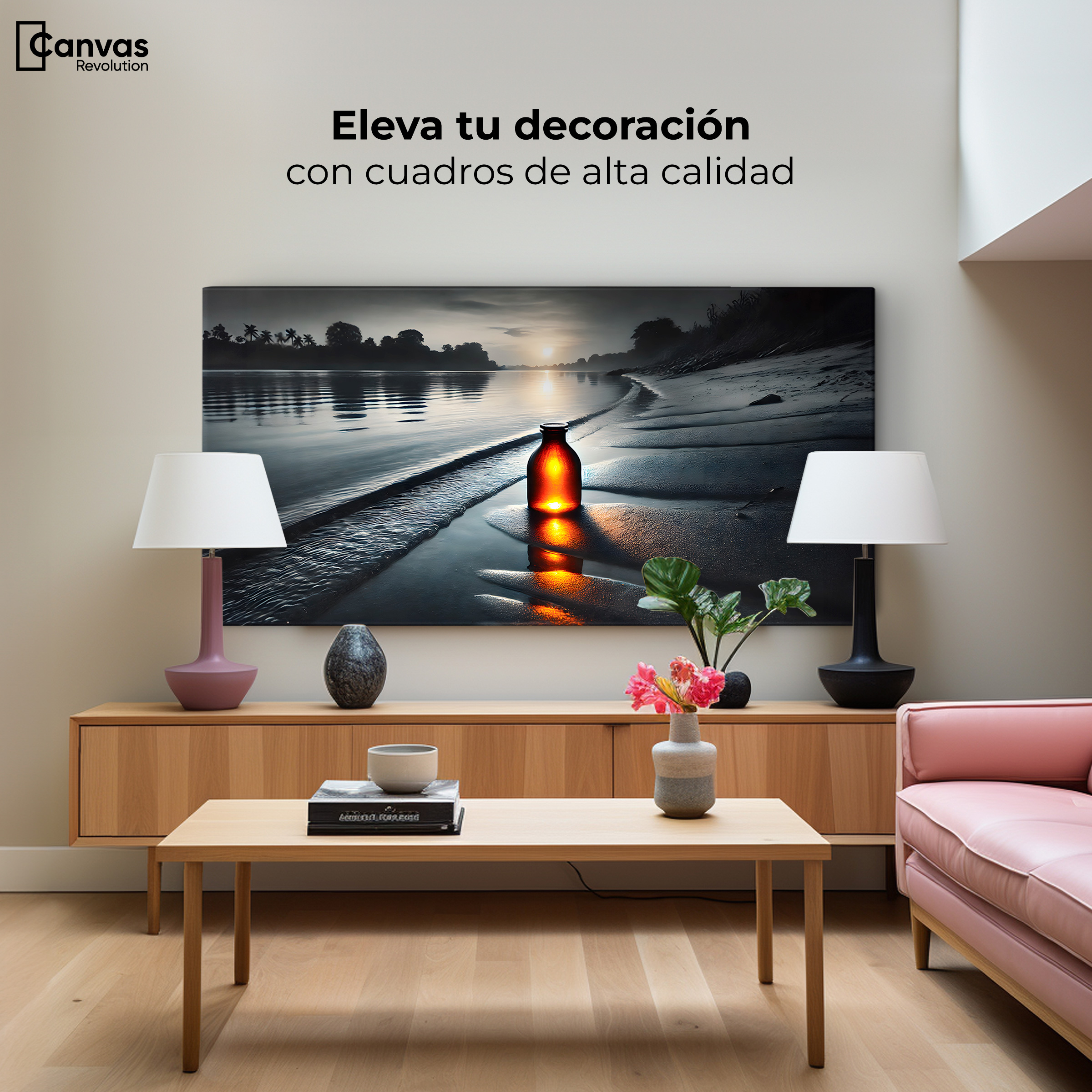 Foto 3 | Cuadro Blanco Y Negro Canvas Tesoro De Playa 120x60