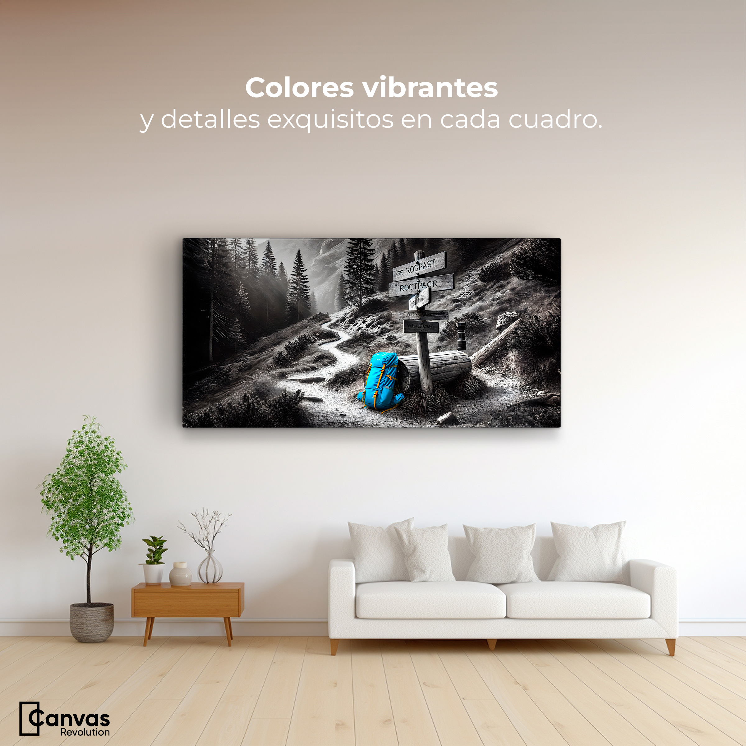 Foto 3 pulgar | Cuadro Blanco Y Negro Canvas Rumbo Al Bosque 120x60