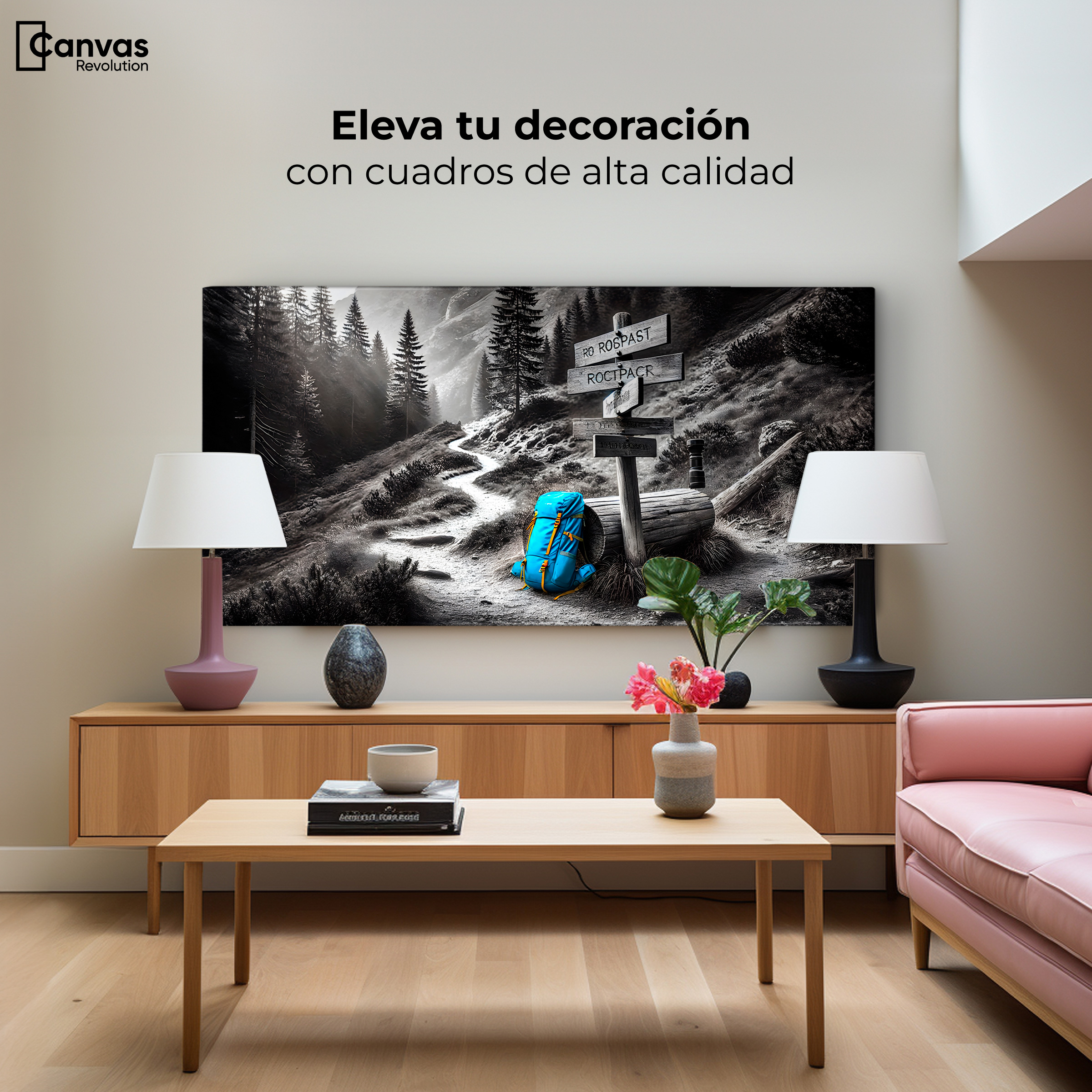 Foto 4 pulgar | Cuadro Blanco Y Negro Canvas Rumbo Al Bosque 120x60