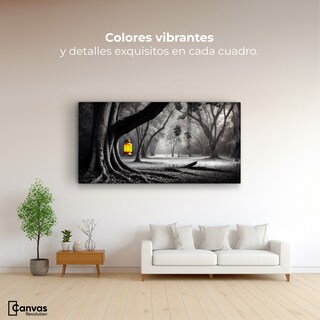 Foto 2 | Cuadro Blanco Y Negro Canvas Bosque Iluminado 120x60