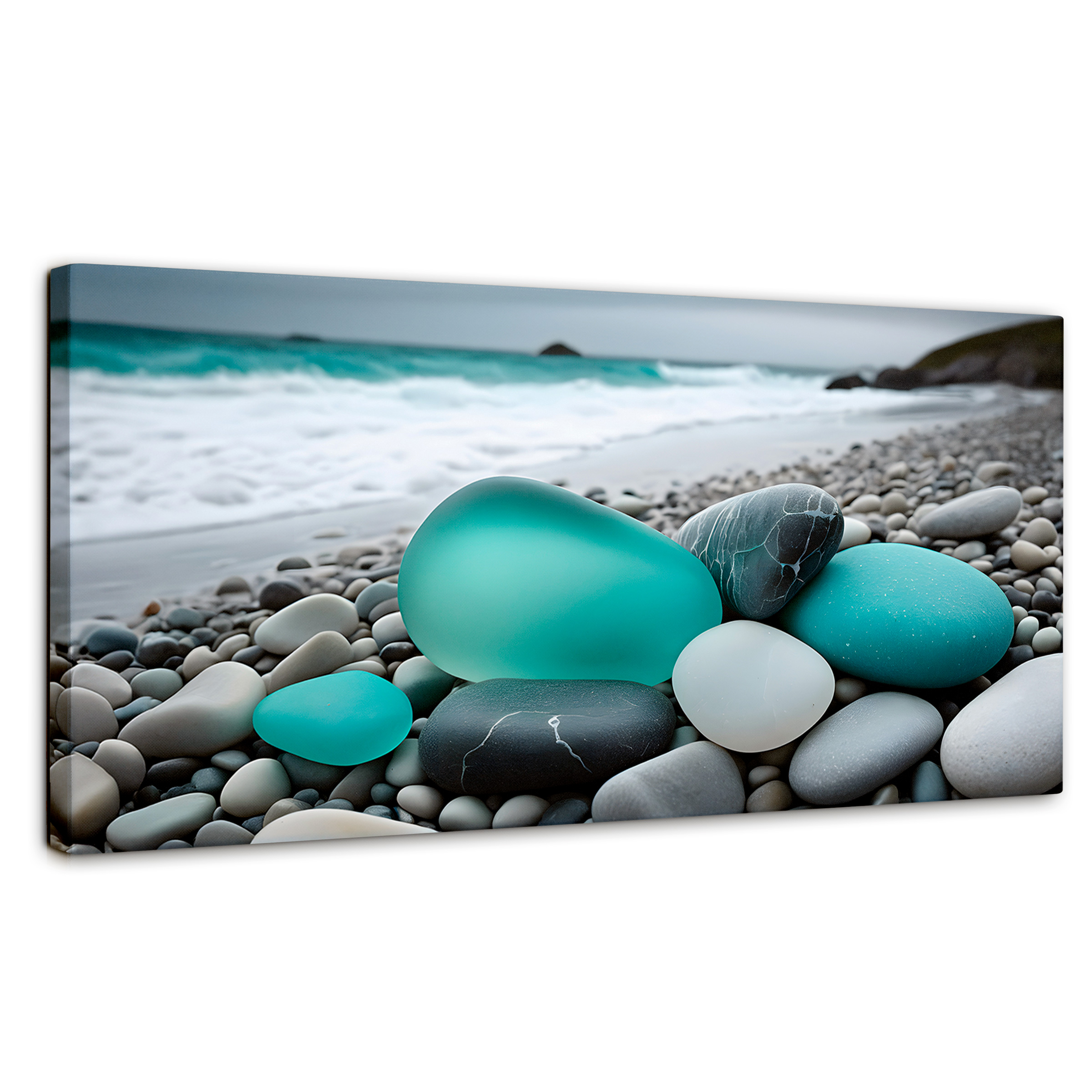 Foto 1 | Cuadro Blanco Y Negro Canvas Azul En La Orilla 120x60