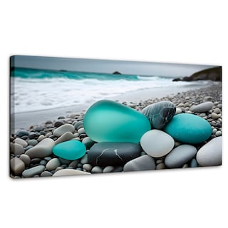 Foto 1 | Cuadro Blanco Y Negro Canvas Azul En La Orilla 120x60