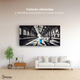 Foto 2 | Cuadro Blanco Y Negro Canvas Maleta En Espera 120x60