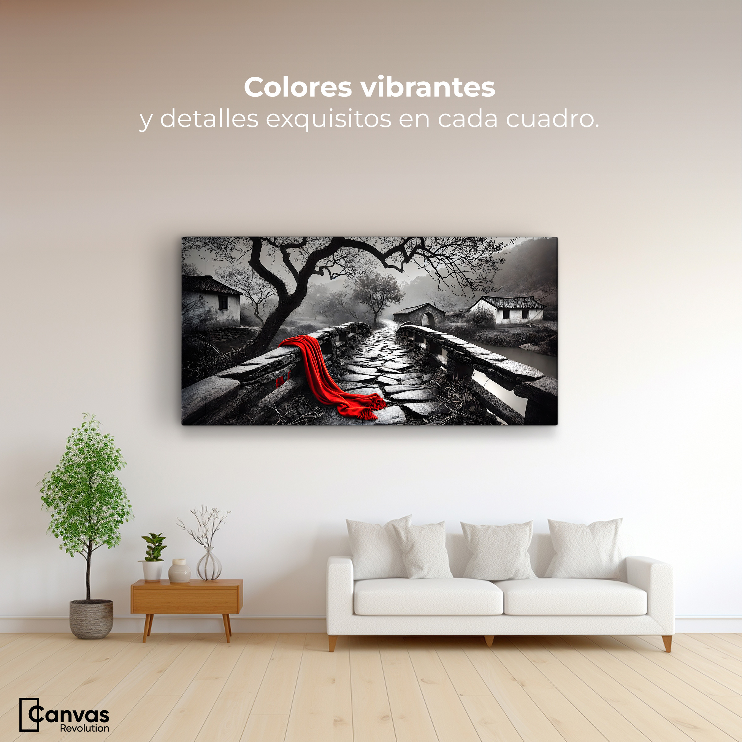 Foto 3 pulgar | Cuadro Blanco Y Negro Canvas Puente De Pasión 120x60