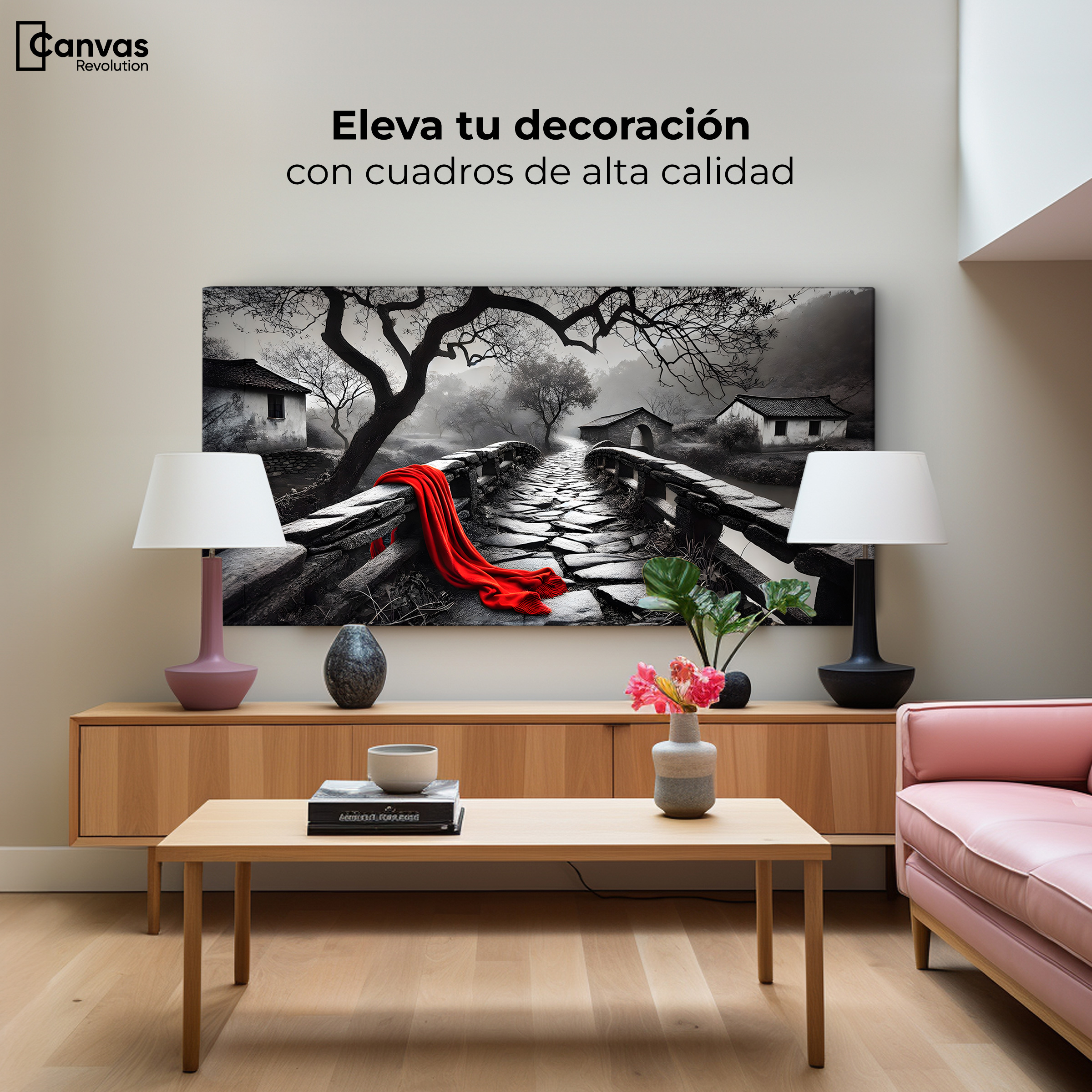 Foto 4 pulgar | Cuadro Blanco Y Negro Canvas Puente De Pasión 120x60