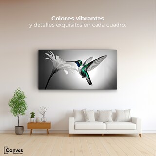 Foto 2 | Cuadro Blanco Y Negro Canvas Verde En Vuelo 120x60