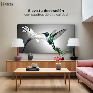 Foto 3 | Cuadro Blanco Y Negro Canvas Verde En Vuelo 120x60