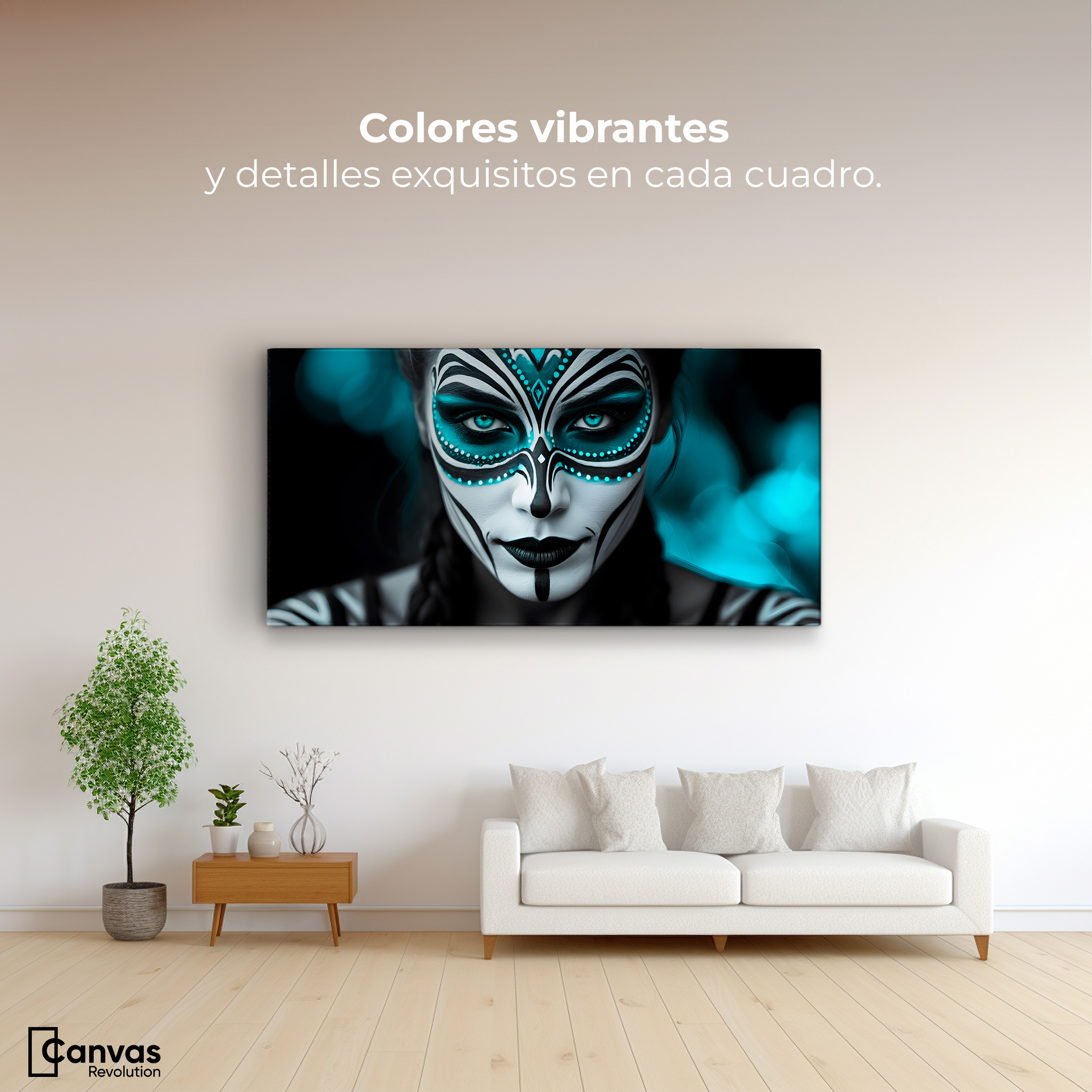 Foto 2 | Cuadro Blanco Y Negro Canvas Aqua En El Rostro 120x60