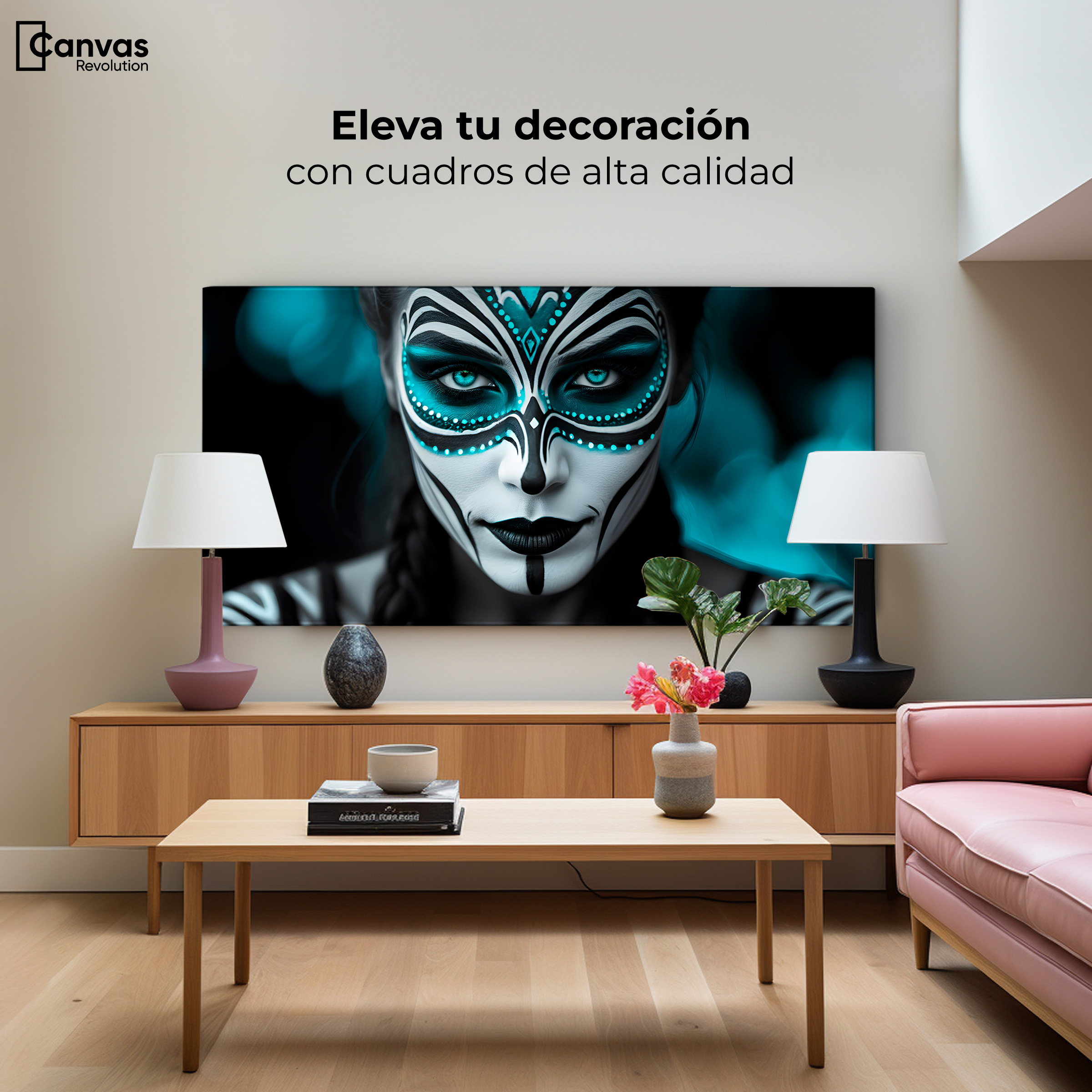 Foto 3 | Cuadro Blanco Y Negro Canvas Aqua En El Rostro 120x60