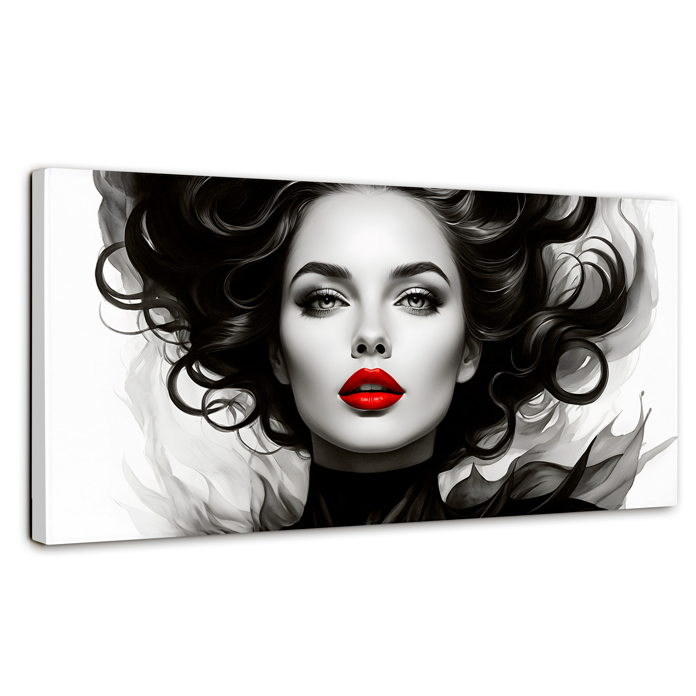 Foto 1 | Cuadro Blanco Y Negro Canvas Rojo En Silencio 120x60