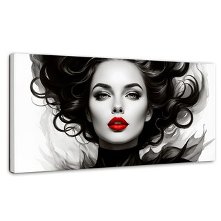 Foto 1 | Cuadro Blanco Y Negro Canvas Rojo En Silencio 120x60