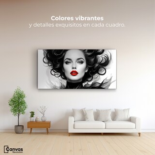 Foto 2 | Cuadro Blanco Y Negro Canvas Rojo En Silencio 120x60