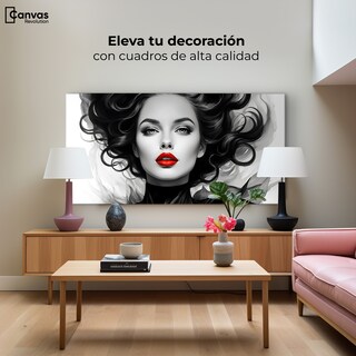 Foto 3 | Cuadro Blanco Y Negro Canvas Rojo En Silencio 120x60