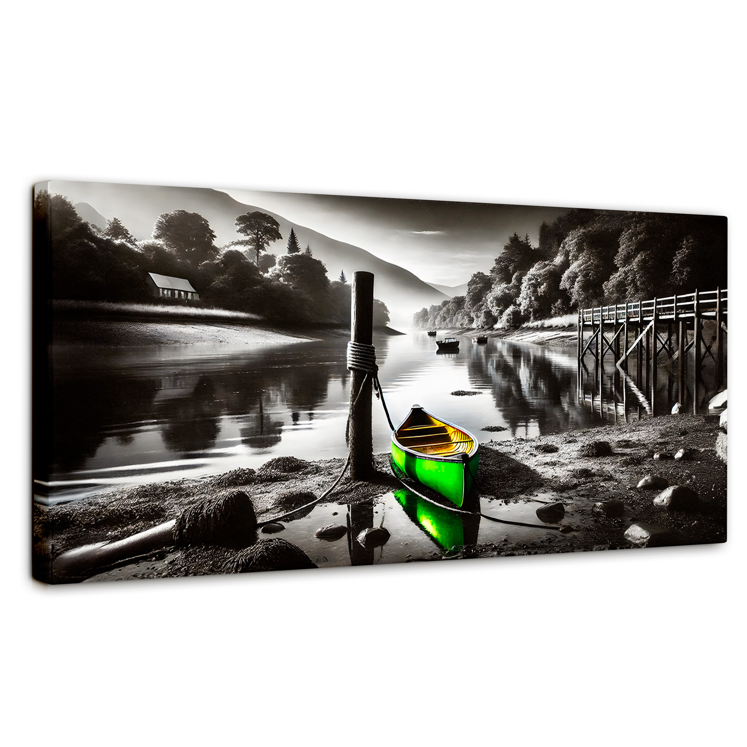 Foto 2 pulgar | Cuadro Blanco Y Negro Canvas Rumbo Del Agua 120x60