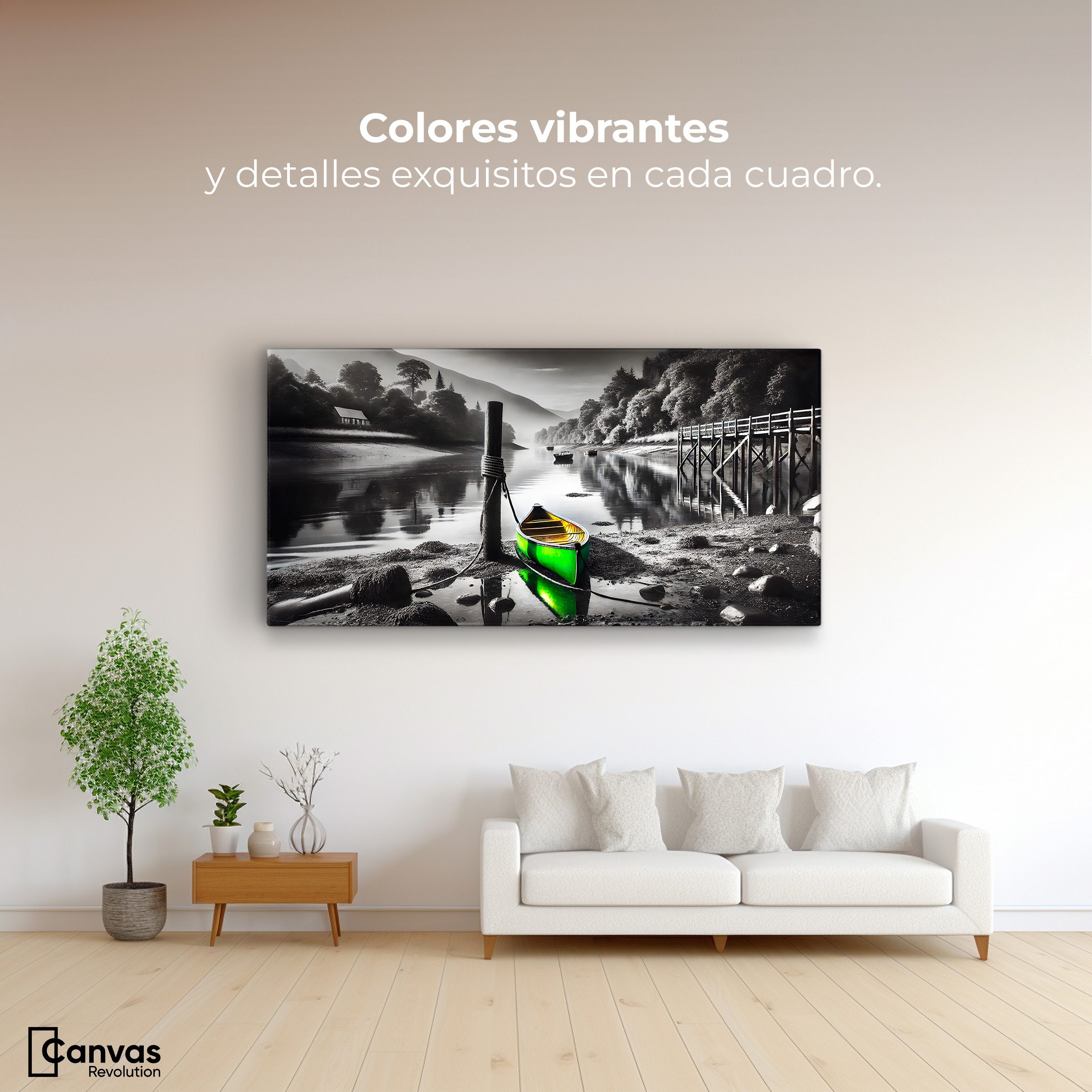 Foto 3 pulgar | Cuadro Blanco Y Negro Canvas Rumbo Del Agua 120x60
