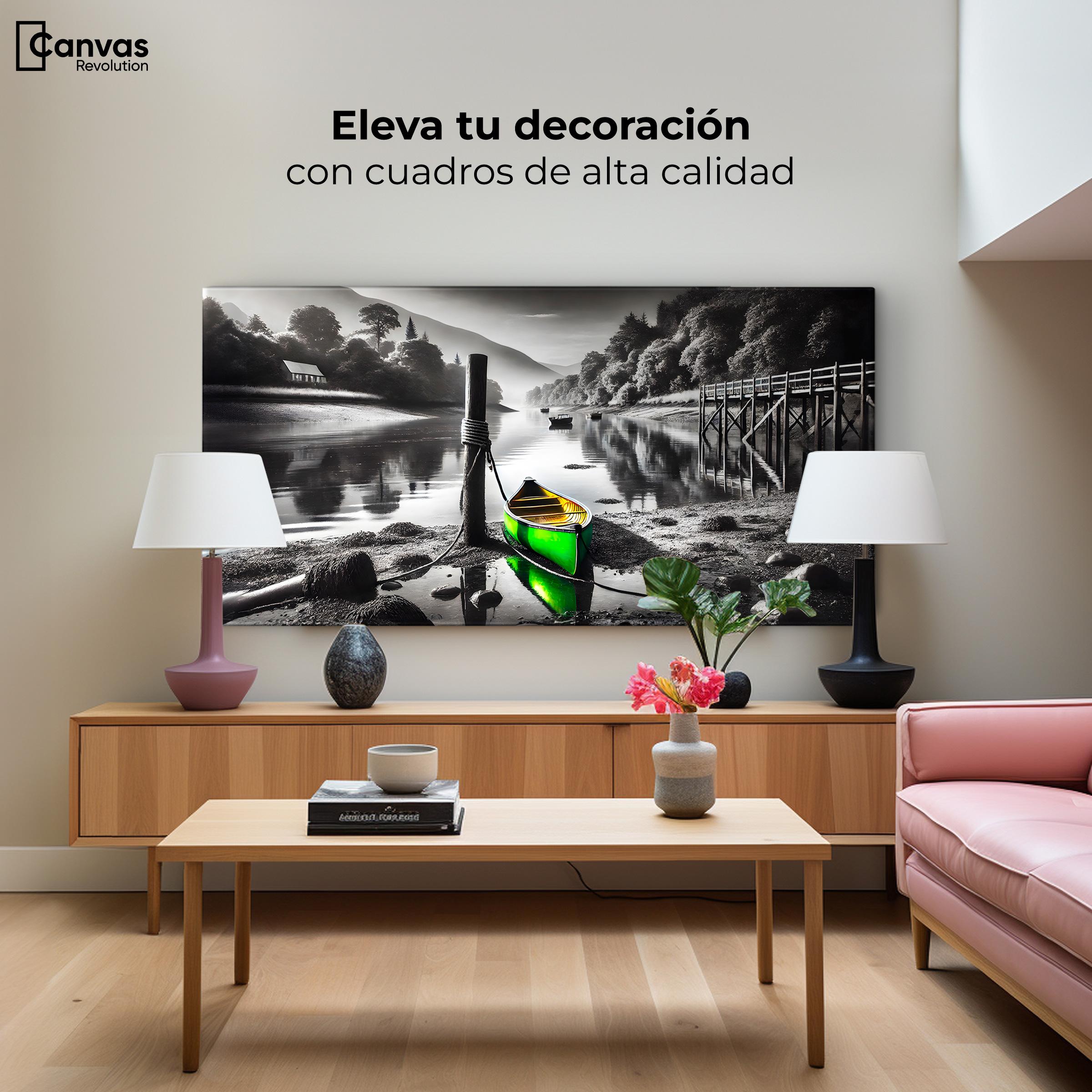 Foto 4 pulgar | Cuadro Blanco Y Negro Canvas Rumbo Del Agua 120x60
