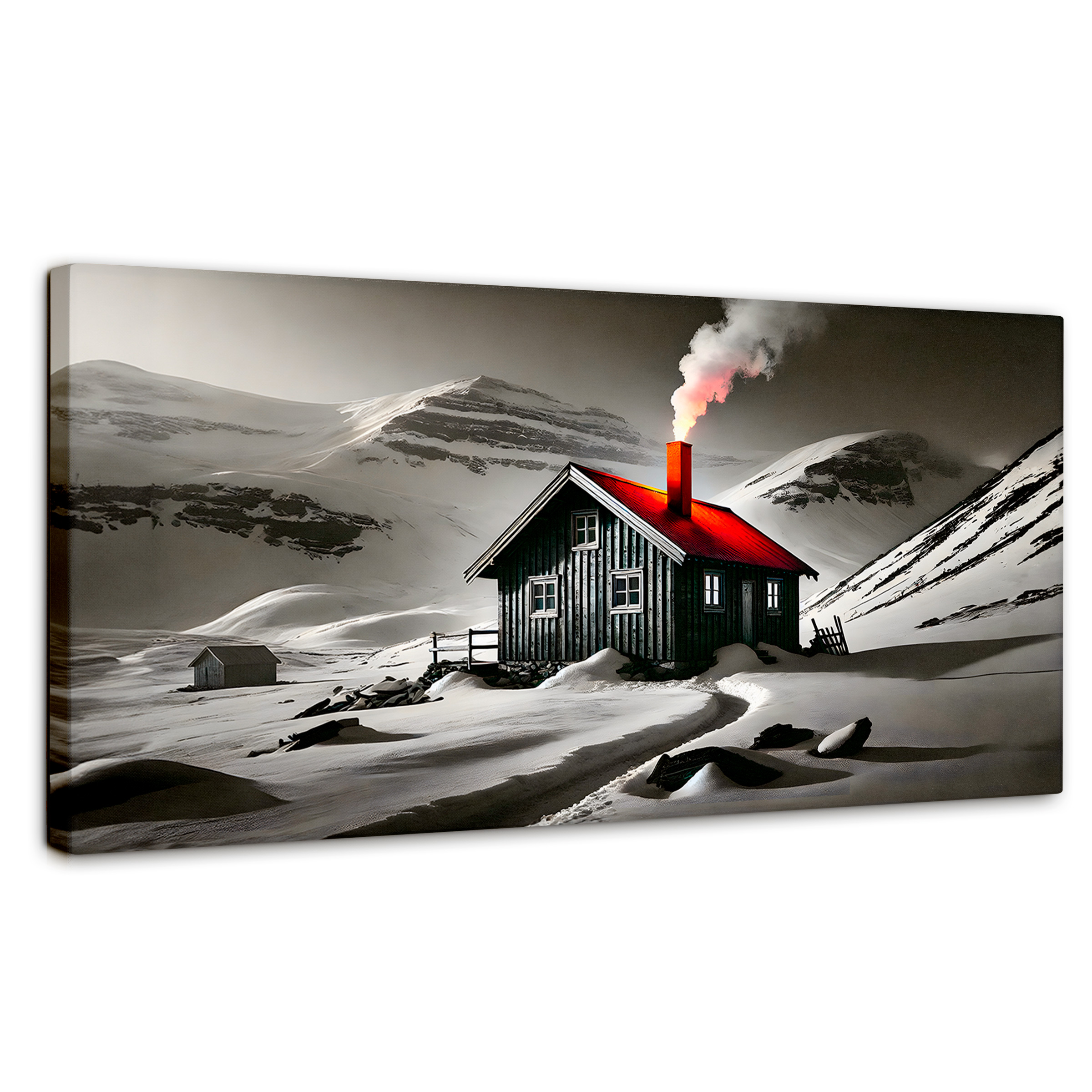 Foto 1 | Cuadro Blanco Y Negro Canvas Techo En Fuego 120x60