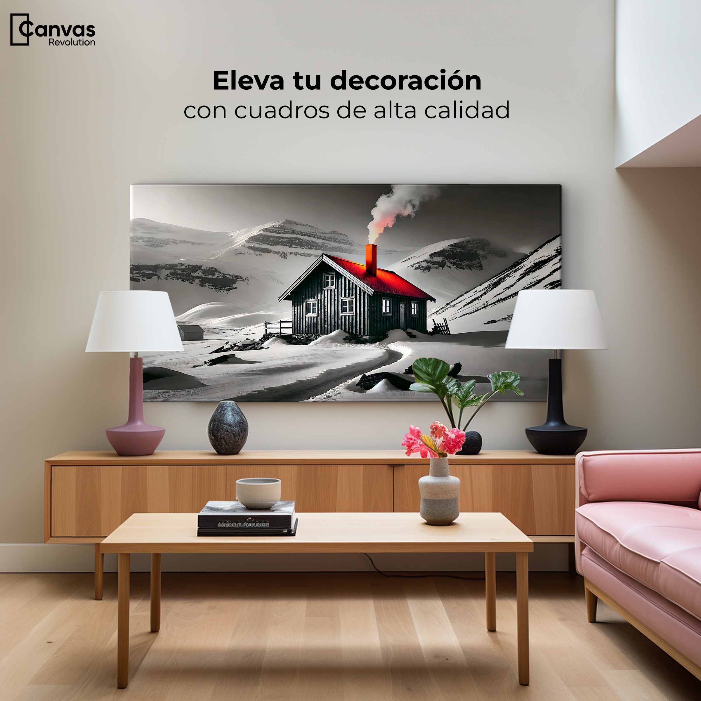 Foto 4 pulgar | Cuadro Blanco Y Negro Canvas Techo En Fuego 120x60