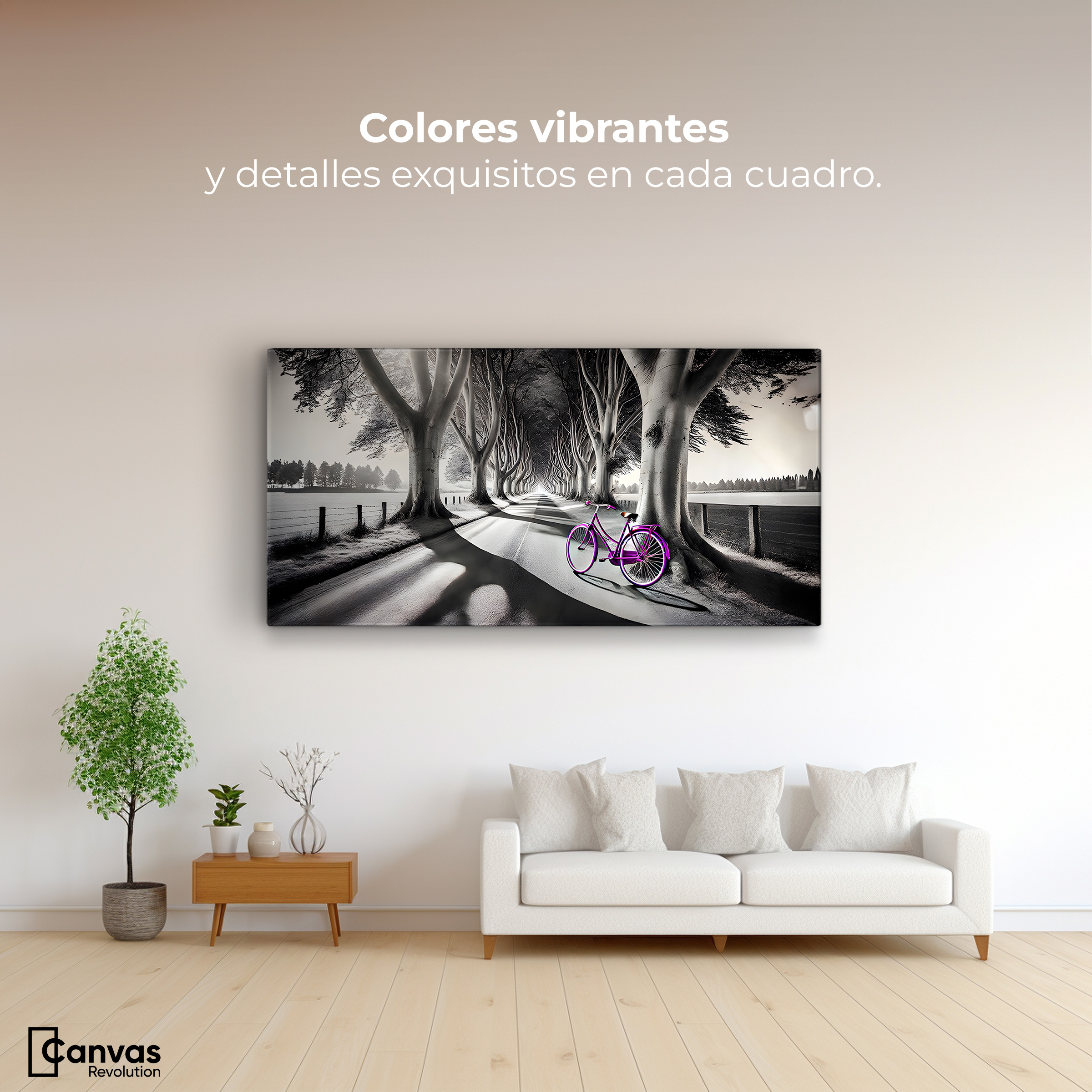 Foto 3 pulgar | Cuadro Blanco Y Negro Canvas Morado Natural 120x60