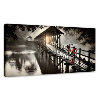 Foto 1 | Cuadro Blanco Y Negro Canvas Bicicleta En Muelle 120x60