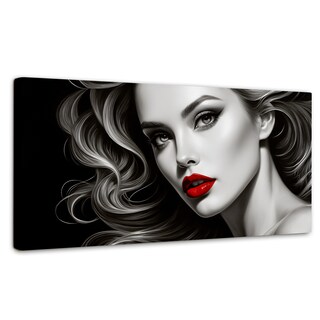 Foto 1 | Cuadro Blanco Y Negro Canvas Labios De Pasión 120x60