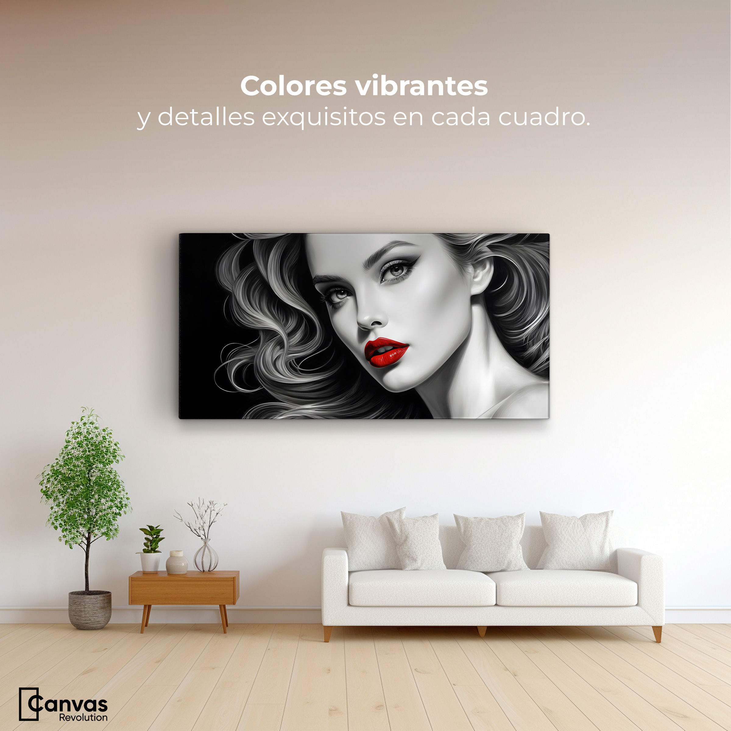 Foto 3 pulgar | Cuadro Blanco Y Negro Canvas Labios De Pasión 120x60