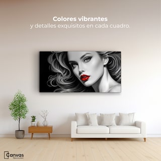 Foto 2 | Cuadro Blanco Y Negro Canvas Labios De Pasión 120x60