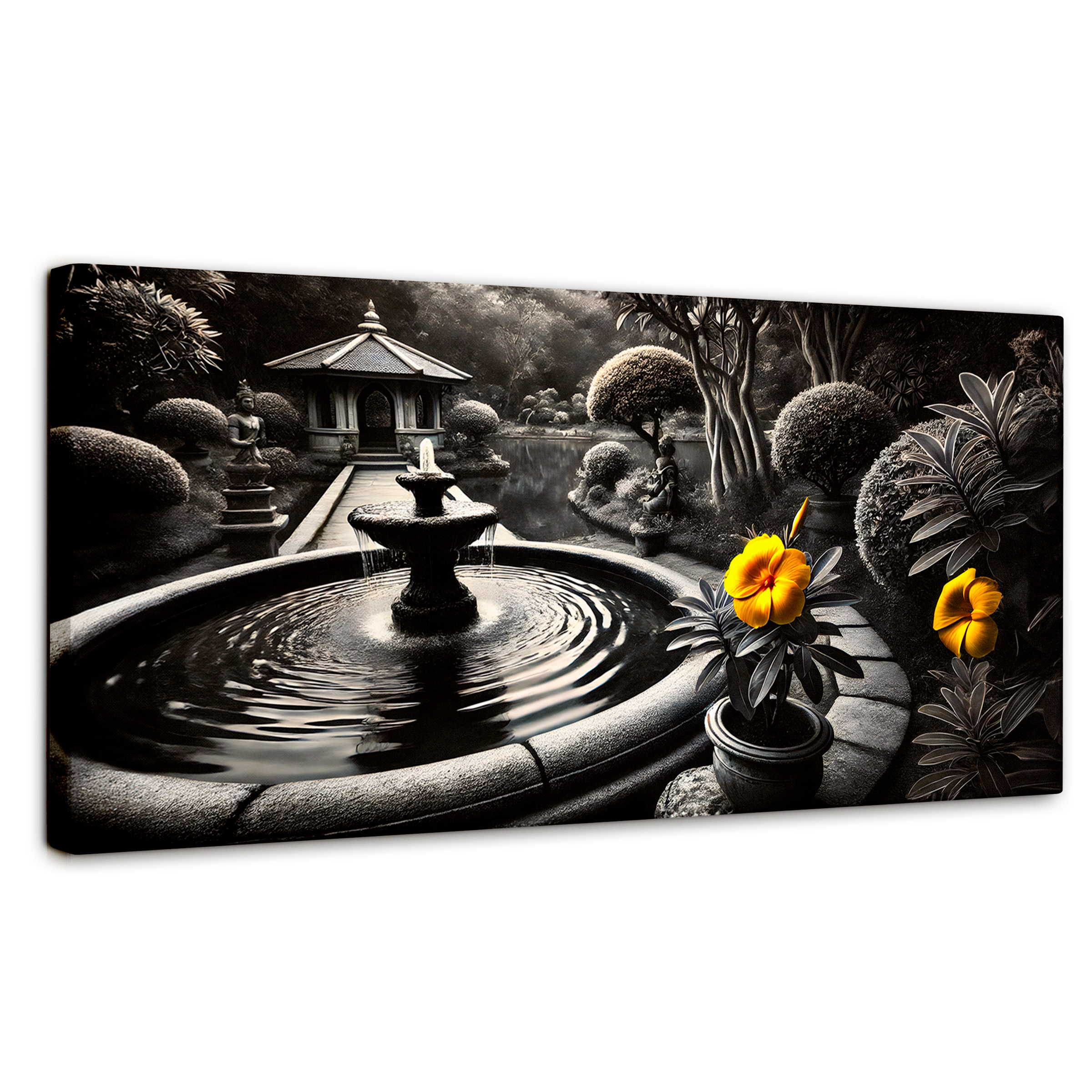 Foto 1 | Cuadro Blanco Y Negro Canvas Florecer Y Fluir 120x60