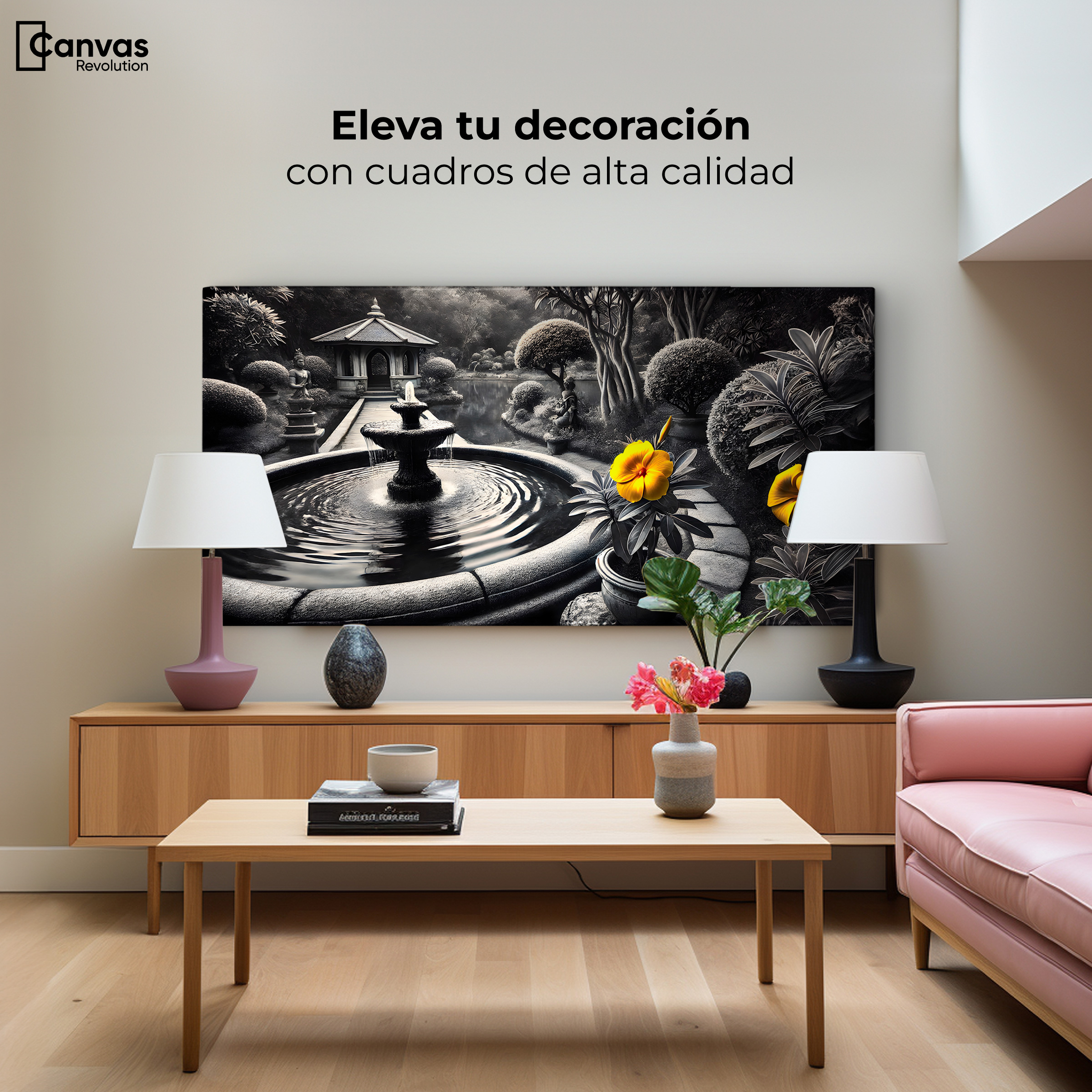 Foto 4 pulgar | Cuadro Blanco Y Negro Canvas Florecer Y Fluir 120x60