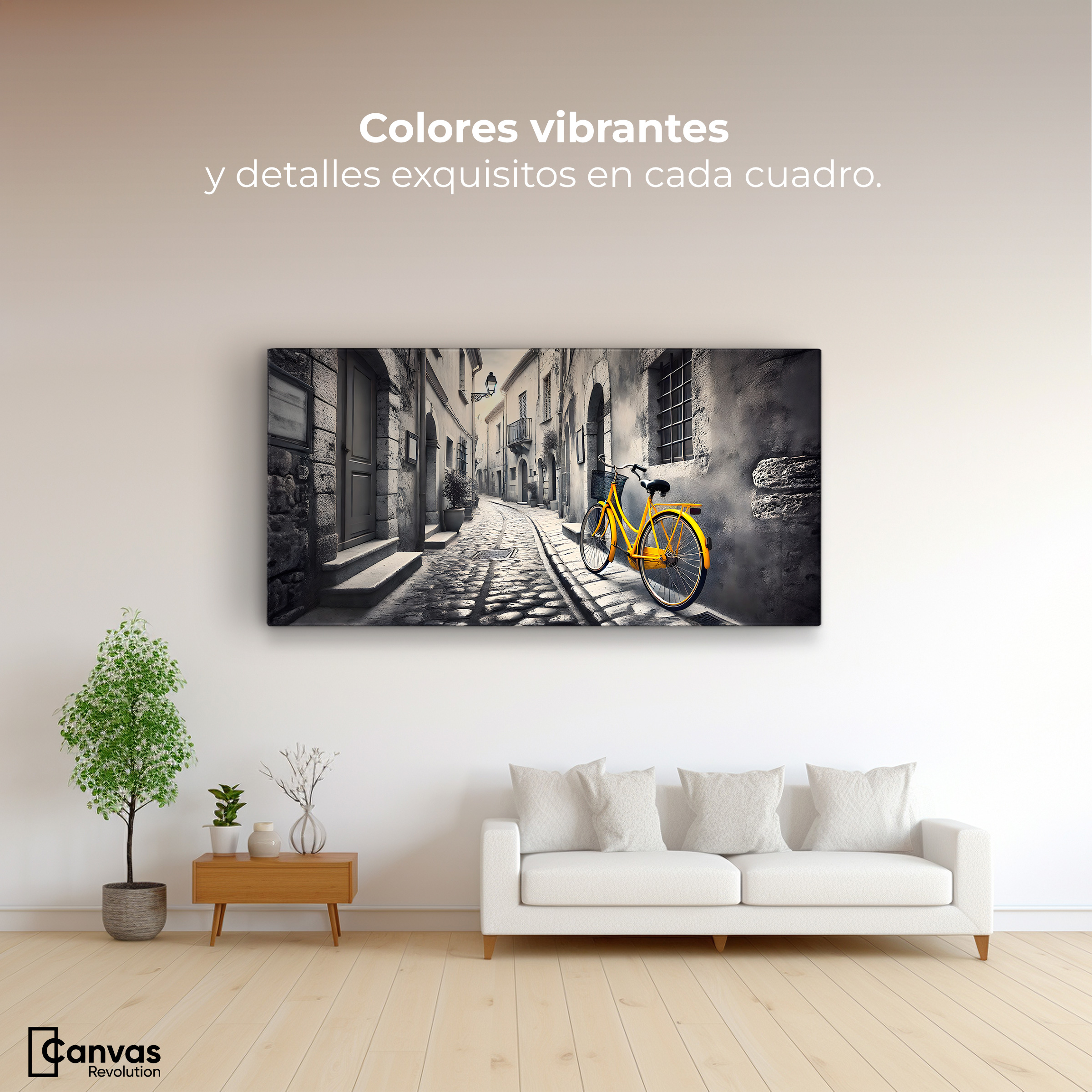 Foto 2 | Cuadro Blanco Y Negro Canvas Callejón Amarillo 120x60
