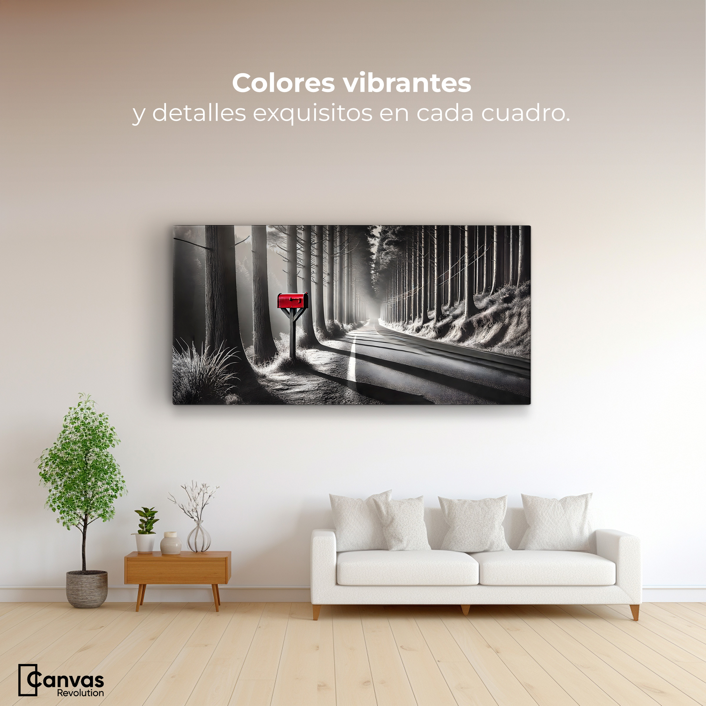 Foto 3 pulgar | Cuadro Blanco Y Negro Canvas Carta Al Viento 120x60