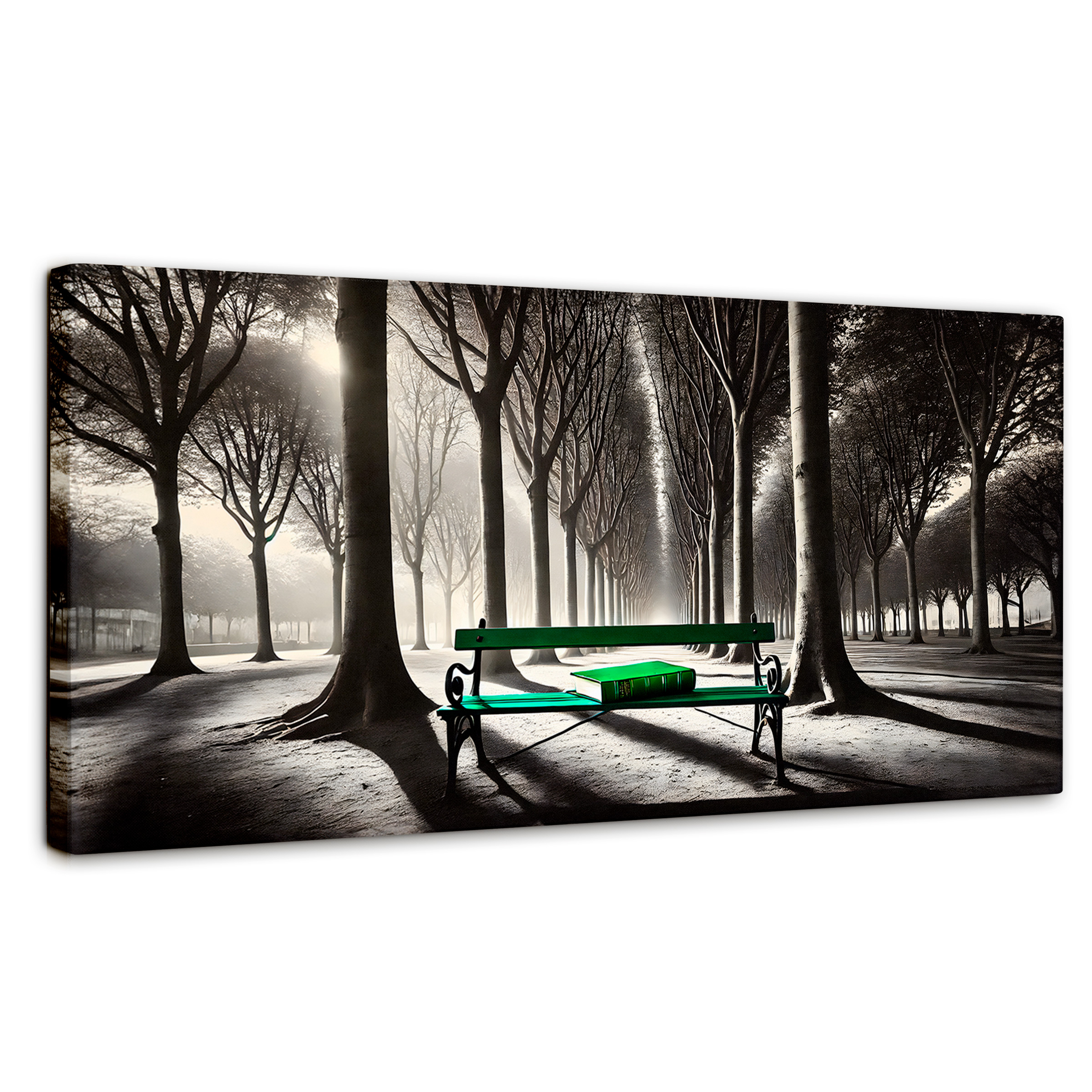 Foto 2 pulgar | Cuadro Blanco Y Negro Canvas Verde Y Palabras 120x60