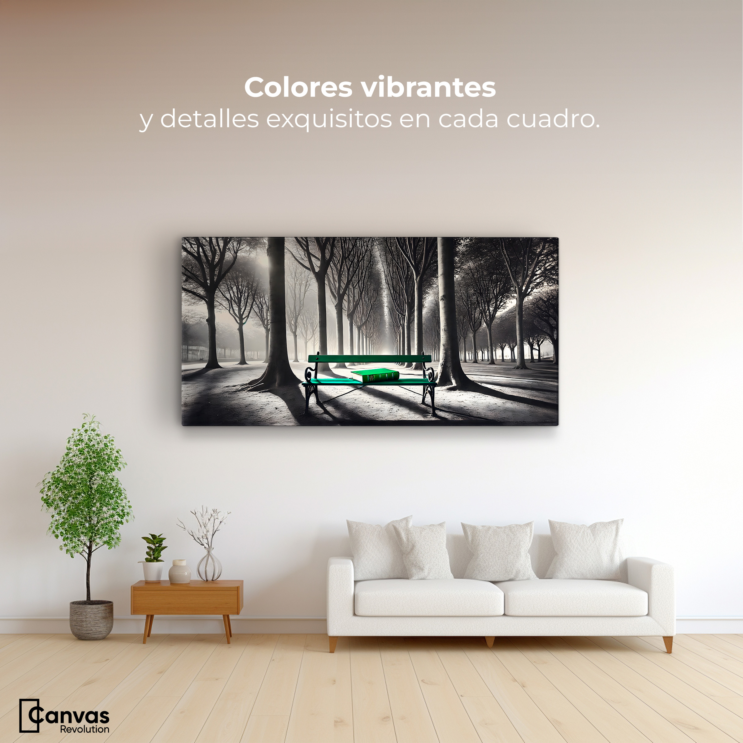 Foto 3 pulgar | Cuadro Blanco Y Negro Canvas Verde Y Palabras 120x60