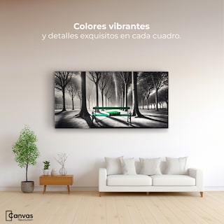 Foto 2 | Cuadro Blanco Y Negro Canvas Verde Y Palabras 120x60