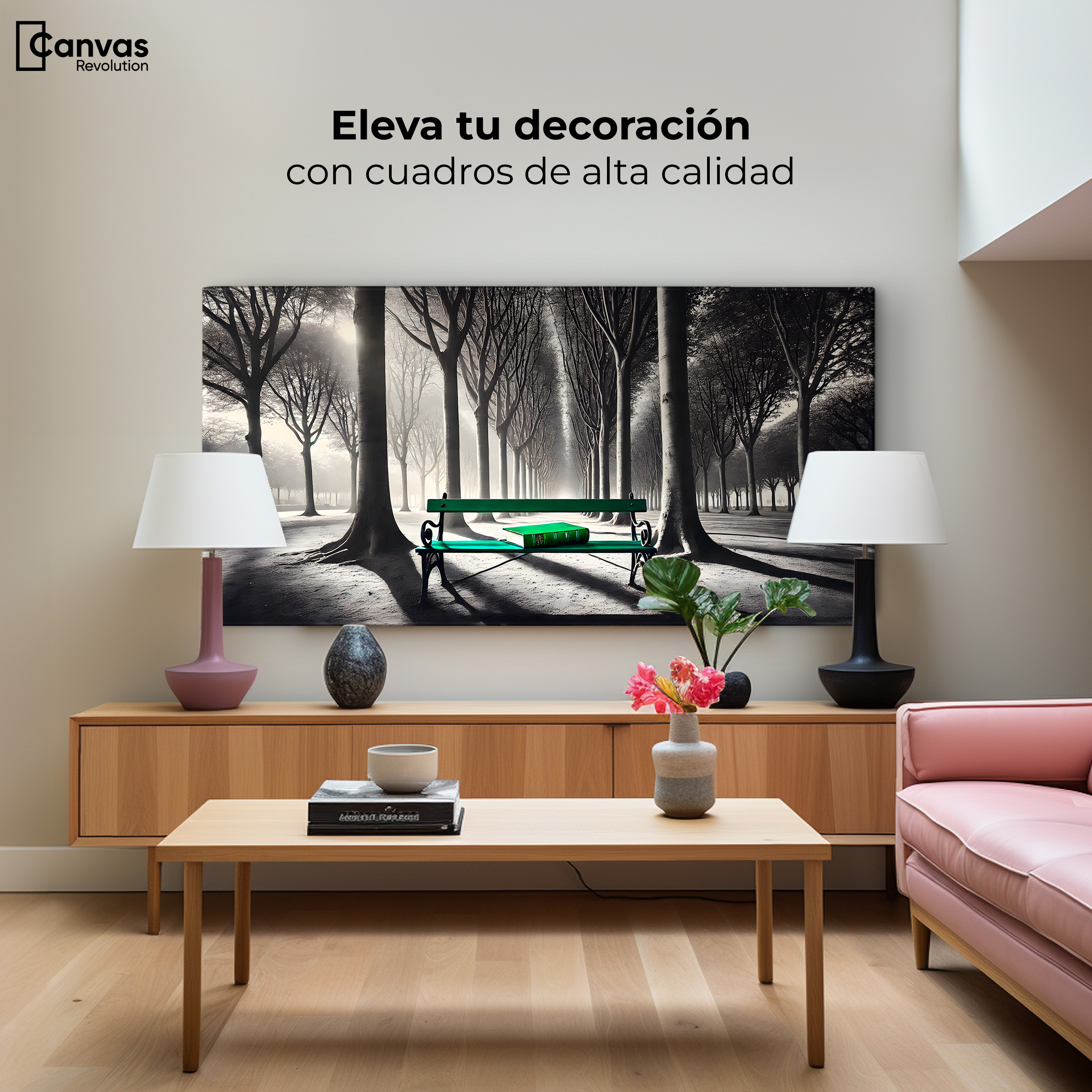 Foto 4 pulgar | Cuadro Blanco Y Negro Canvas Verde Y Palabras 120x60