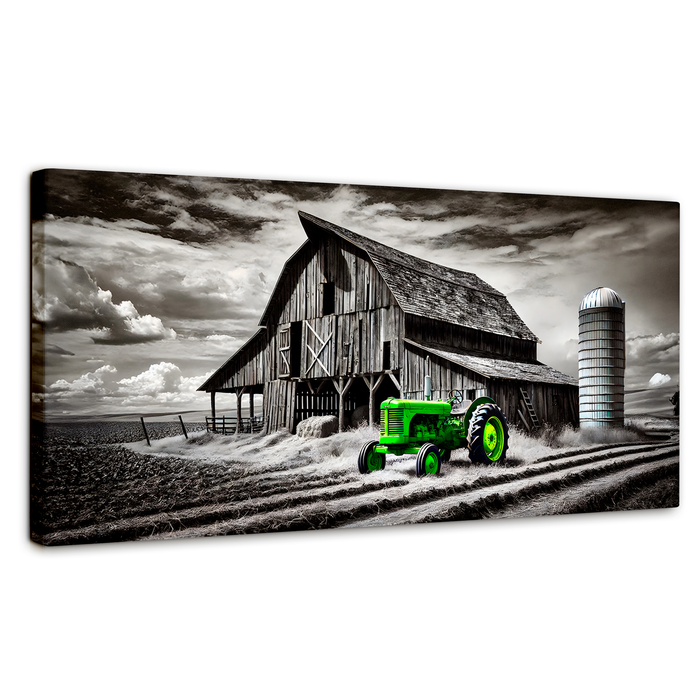 Foto 2 pulgar | Cuadro Blanco Y Negro Canvas Verde En La Granja 120x60