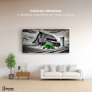 Foto 2 | Cuadro Blanco Y Negro Canvas Verde En La Granja 120x60