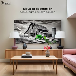 Foto 3 | Cuadro Blanco Y Negro Canvas Verde En La Granja 120x60