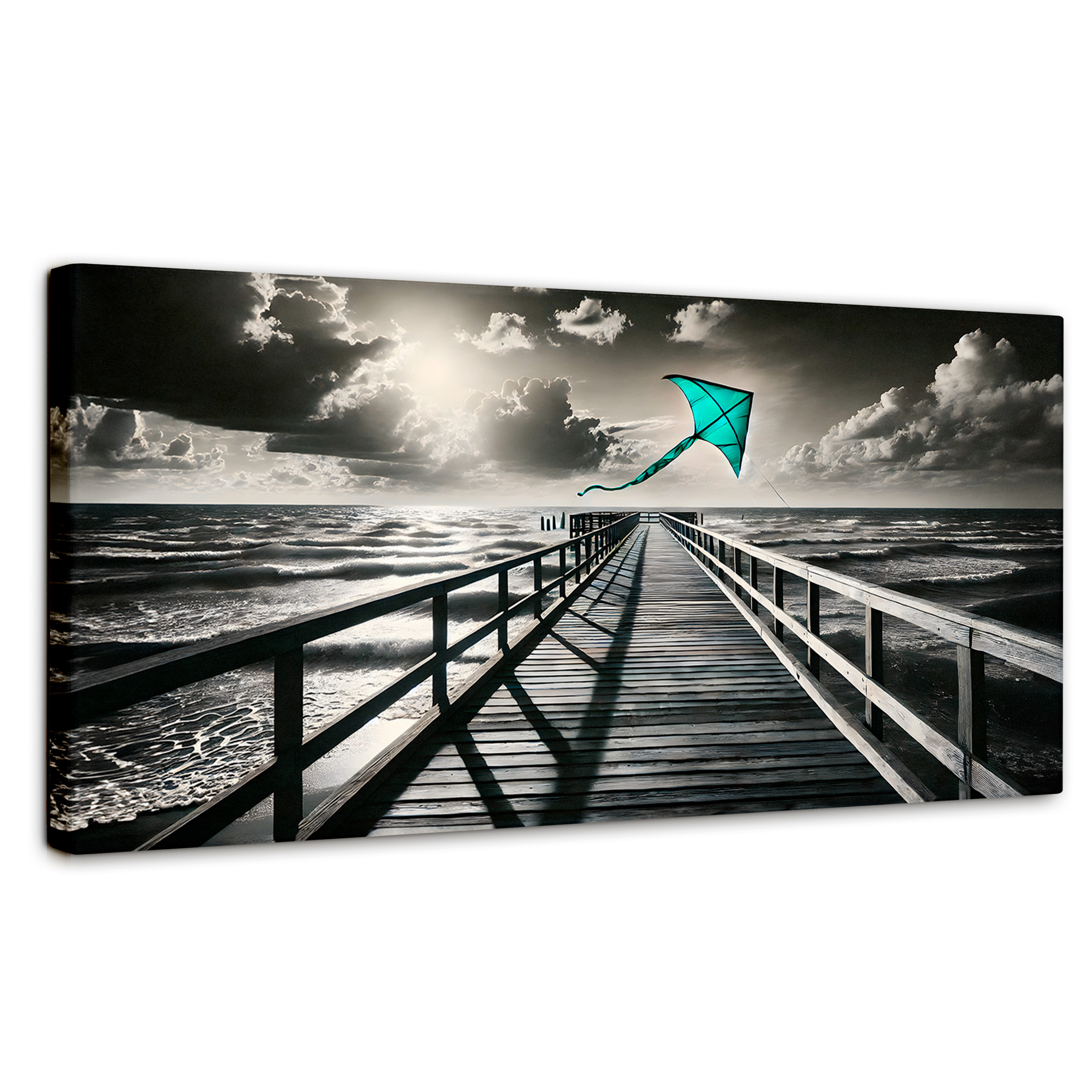 Foto 2 pulgar | Cuadro Blanco Y Negro Canvas Aventura En Viento 120x60