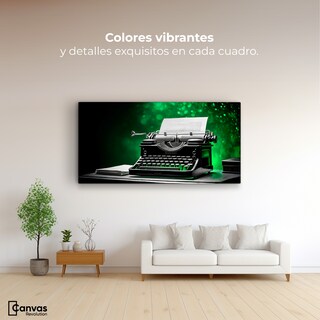 Foto 2 | Cuadro Blanco Y Negro Canvas Verde Entre Palabra 120x60