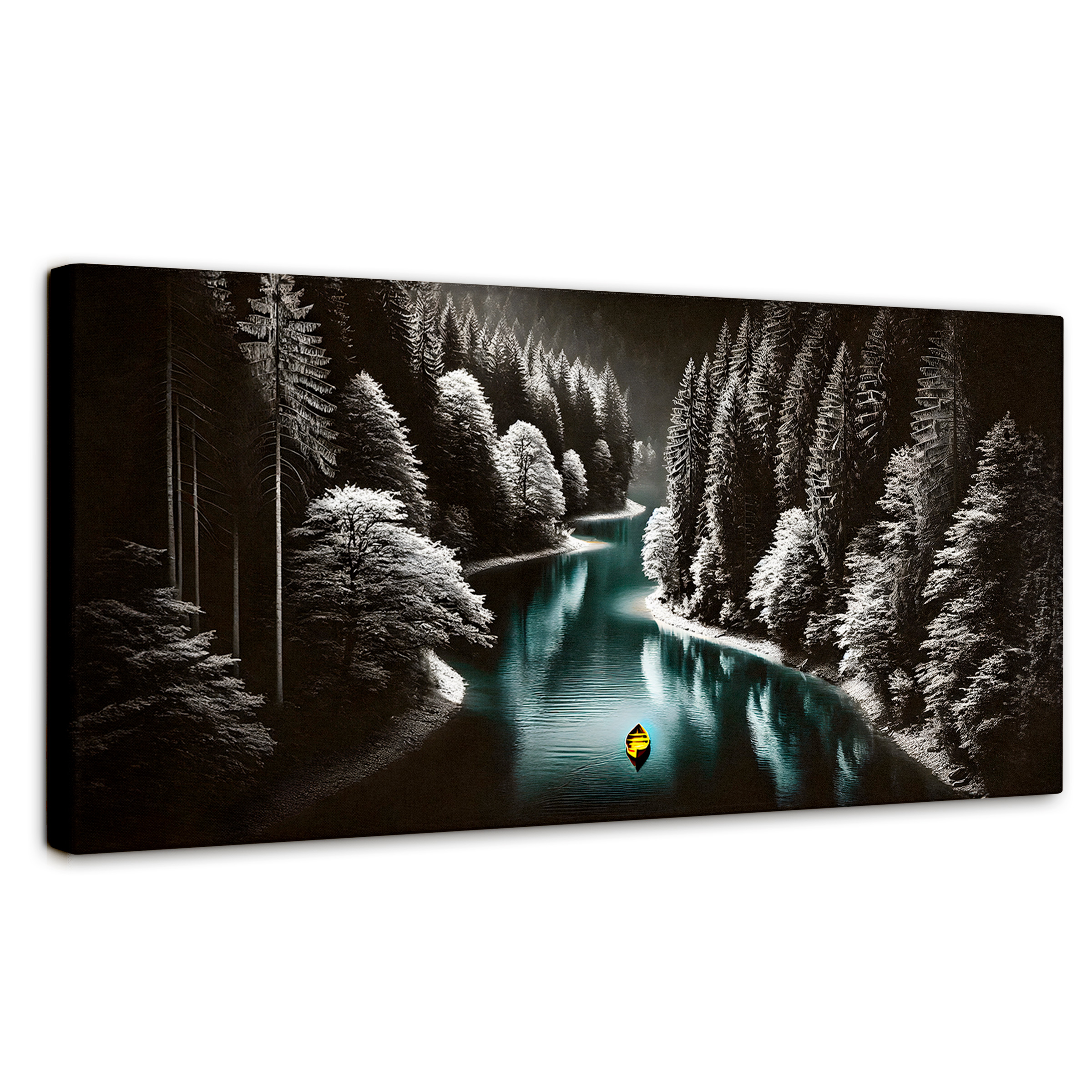 Foto 1 | Cuadro Blanco Y Negro Canvas Río De Esmeralda 120x60