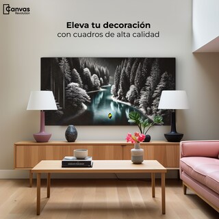 Foto 3 | Cuadro Blanco Y Negro Canvas Río De Esmeralda 120x60