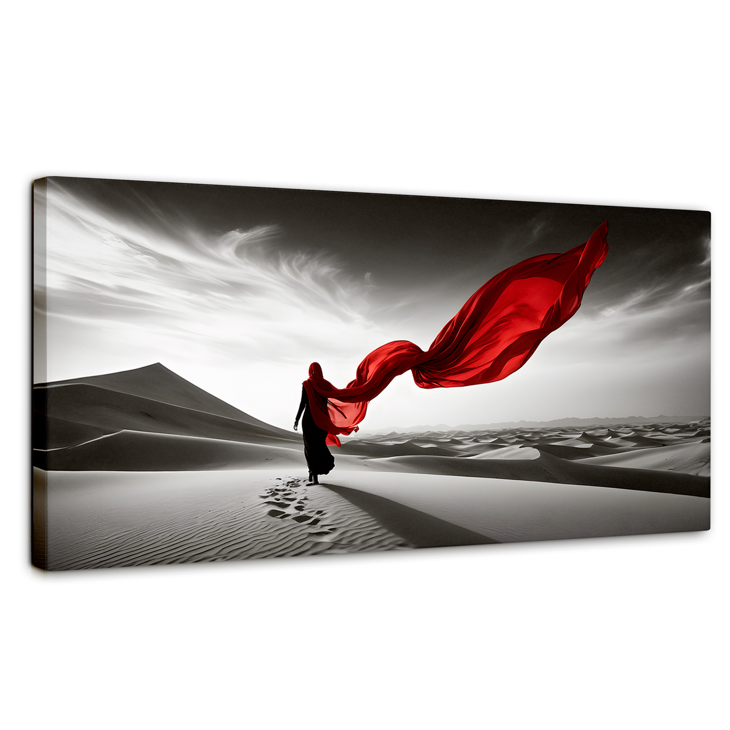 Foto 2 pulgar | Cuadro Blanco Y Negro Canvas Dunas Y Rojo 120x60