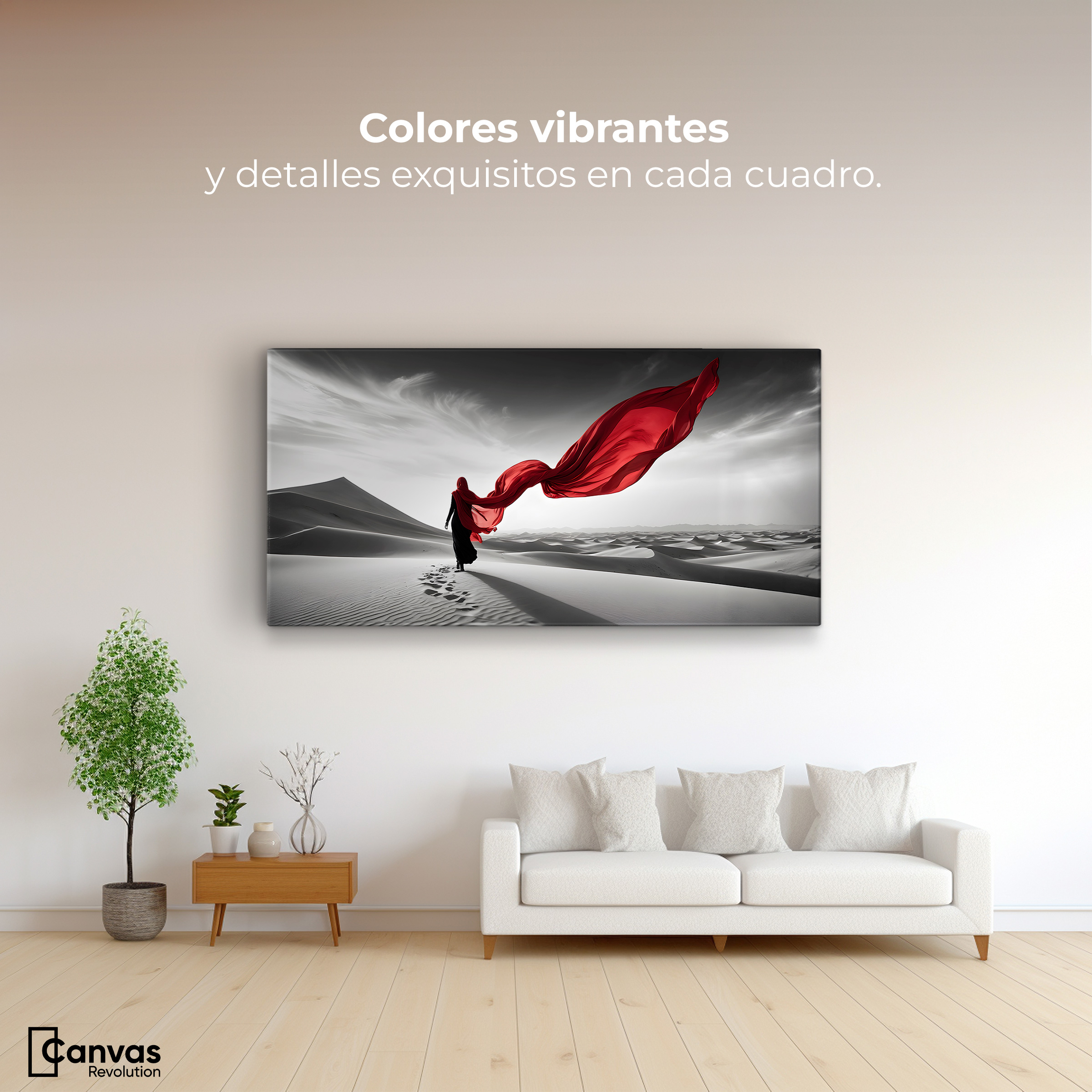 Foto 3 pulgar | Cuadro Blanco Y Negro Canvas Dunas Y Rojo 120x60