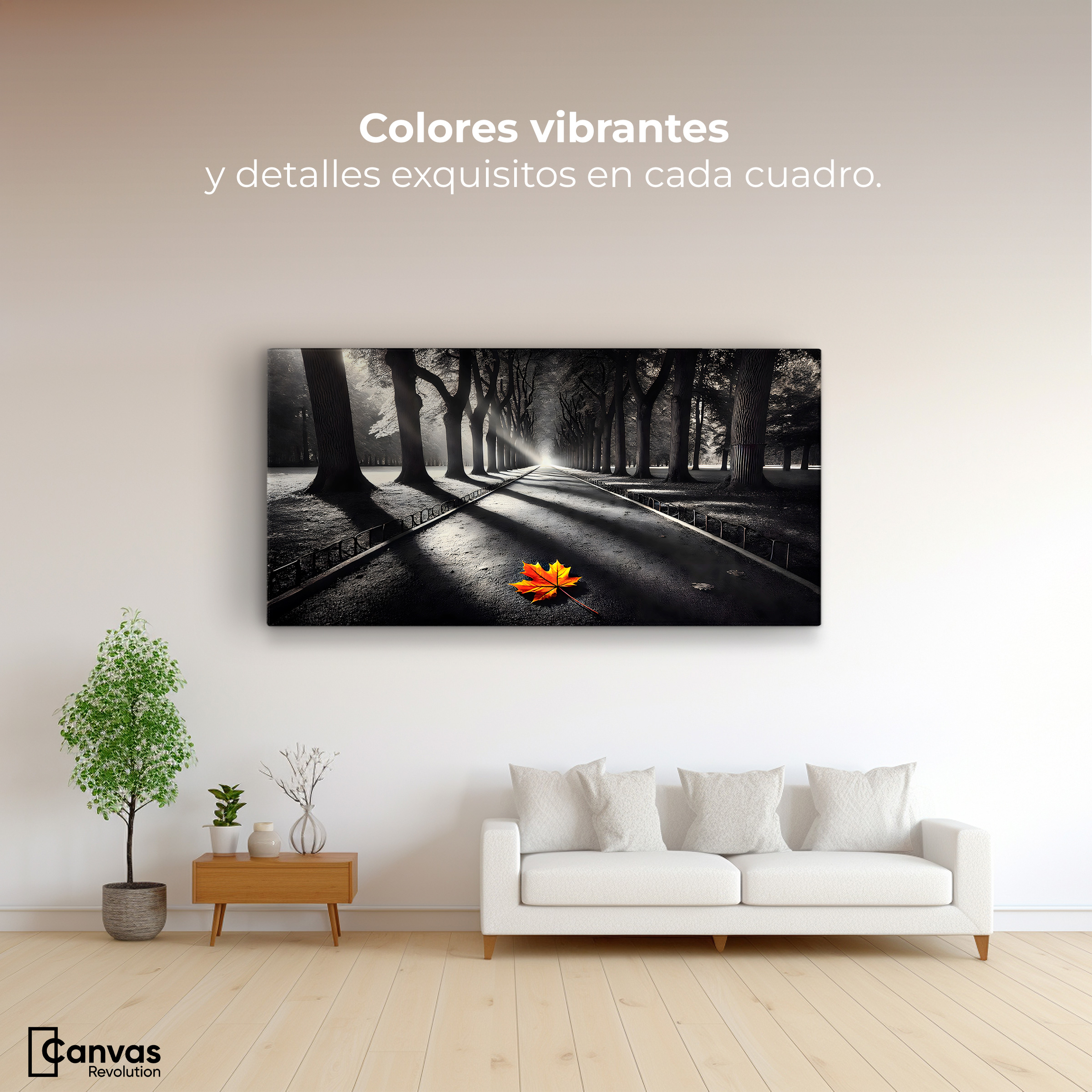 Foto 3 pulgar | Cuadro Blanco Y Negro Canvas Colores De Otoño 120x60